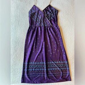 Whimsigoth witchy Y2K Junior slip dress dark purple w gold straps Sz 7
